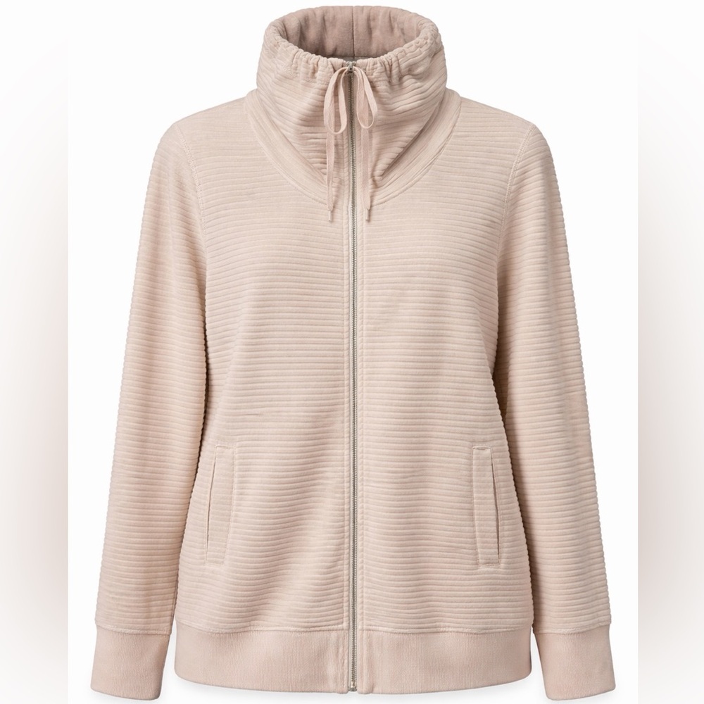#45 Susan Graver Blush Ribbed Zip Front Jacket NWOT